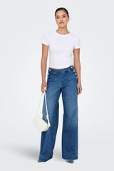 Madison High Waisted Medium Blue Button Jeans