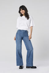 Madison High Waisted Medium Blue Button Jeans