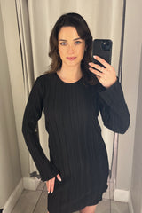 Bravo Plisse Black Shift Dress