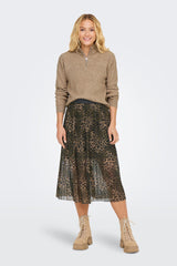 Elsa Pleat Leopard Print Mesh Skirt