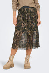 Elsa Pleat Leopard Print Mesh Skirt