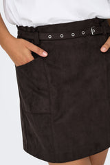 Diane Brown Faux Suede Belted Skirt