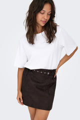 Diane Brown Faux Suede Belted Skirt