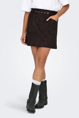 Diane Brown Faux Suede Belted Skirt