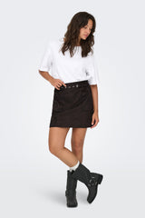 Diane Brown Faux Suede Belted Skirt