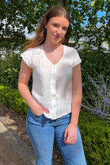 Josie Cap Sleeve White Top