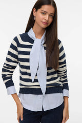 Navy & Birch Stripe Doffy O-Neck Knit