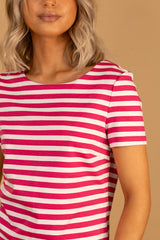 Ninny O-Neck Pink & White Stripe Dress