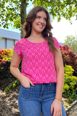 Nova Pink Geo Print Top