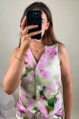 Liana Floral Print Sheen Waistcoat
