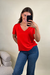 Easy Joy Fiery Red Blouse