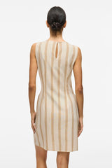 Prisilla Short Stripe Beige Shift Dress