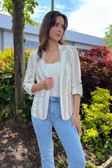 Caro Beige & White Stripe Blazer
