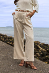 Karen Beige Belted Trousers