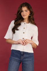 Rosie White Textured Cardigan