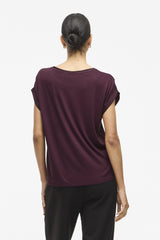 Wine Fig Ellette Satin Top