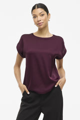 Wine Fig Ellette Satin Top