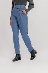 Julie Blue High Waited Belted Trousers