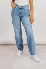 Sky Light Blue Loose Mid Rise Jeans