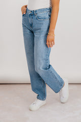 Sky Light Blue Loose Mid Rise Jeans