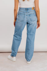 Sky Light Blue Loose Mid Rise Jeans