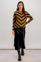 Schdya High Waist Black Sateen Finish Skirt