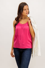 Cava Hot Pink Lace Singlet