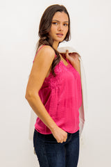 Cava Hot Pink Lace Singlet