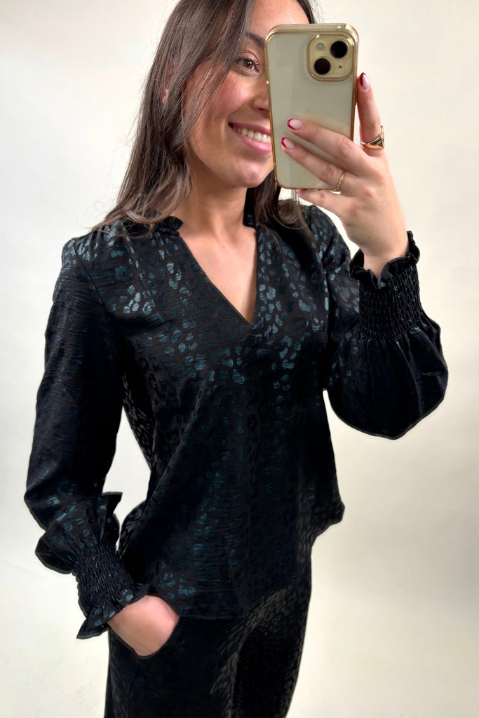 Carla Black Leopard Foil Top