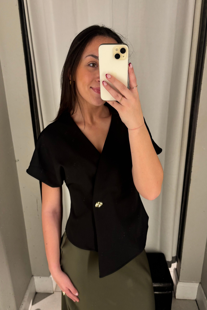 Eilis Black Gold Button Waistcoat