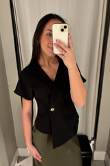 Eilis Black Gold Button Waistcoat