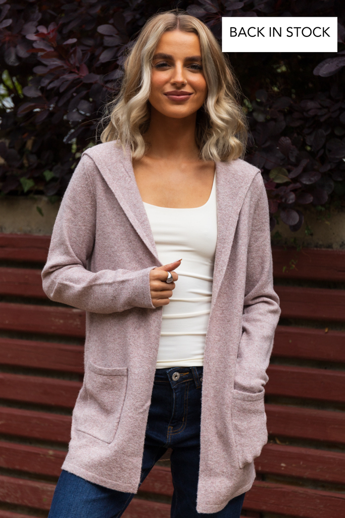 Doffy Hooded Cardigan Rose Melange