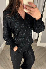 Carla Black Leopard Foil Top