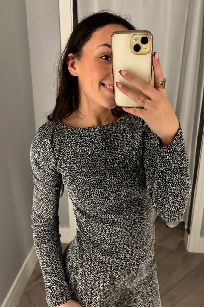 Jina Silver Lurex Top