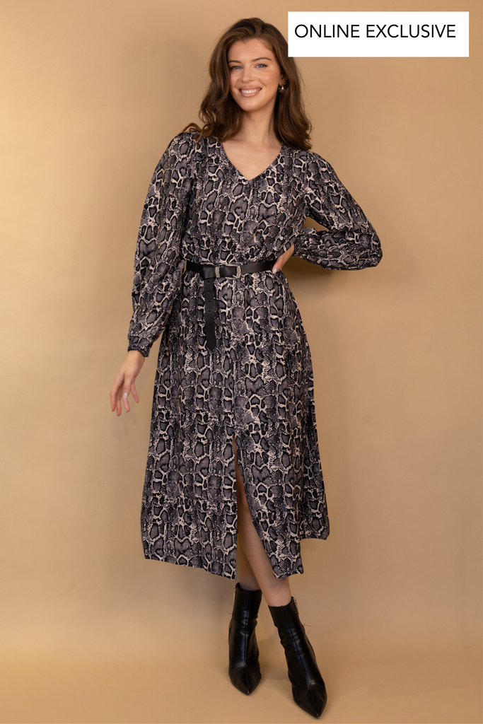 Caroline Snake Print Midi Dress