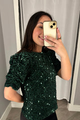 Believe Green Sequins Top