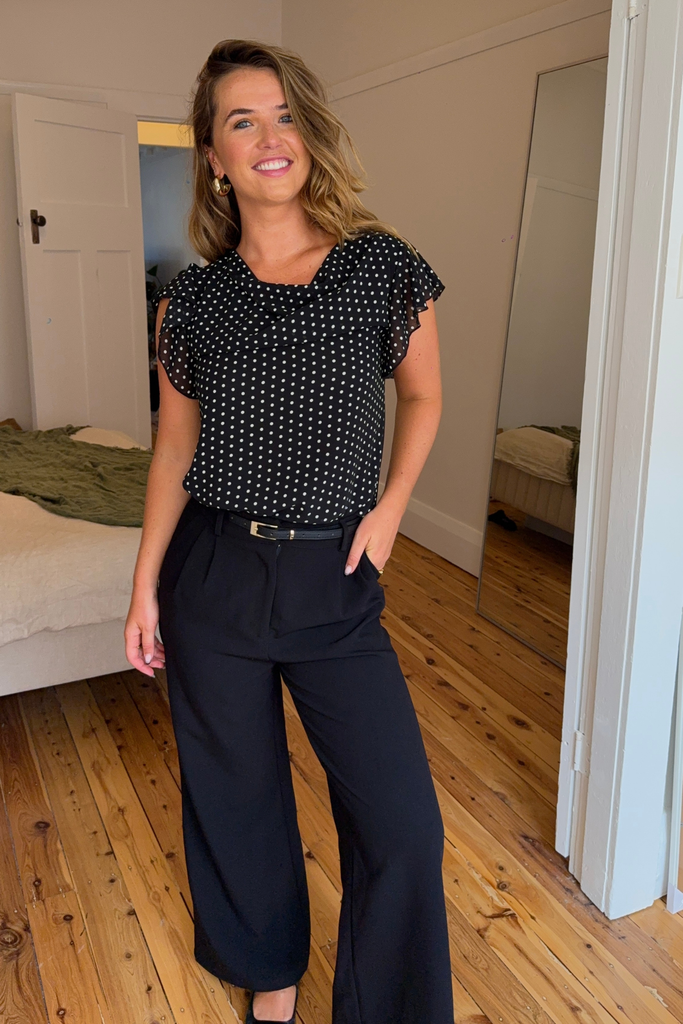 Eabha Black Polka Dot Top