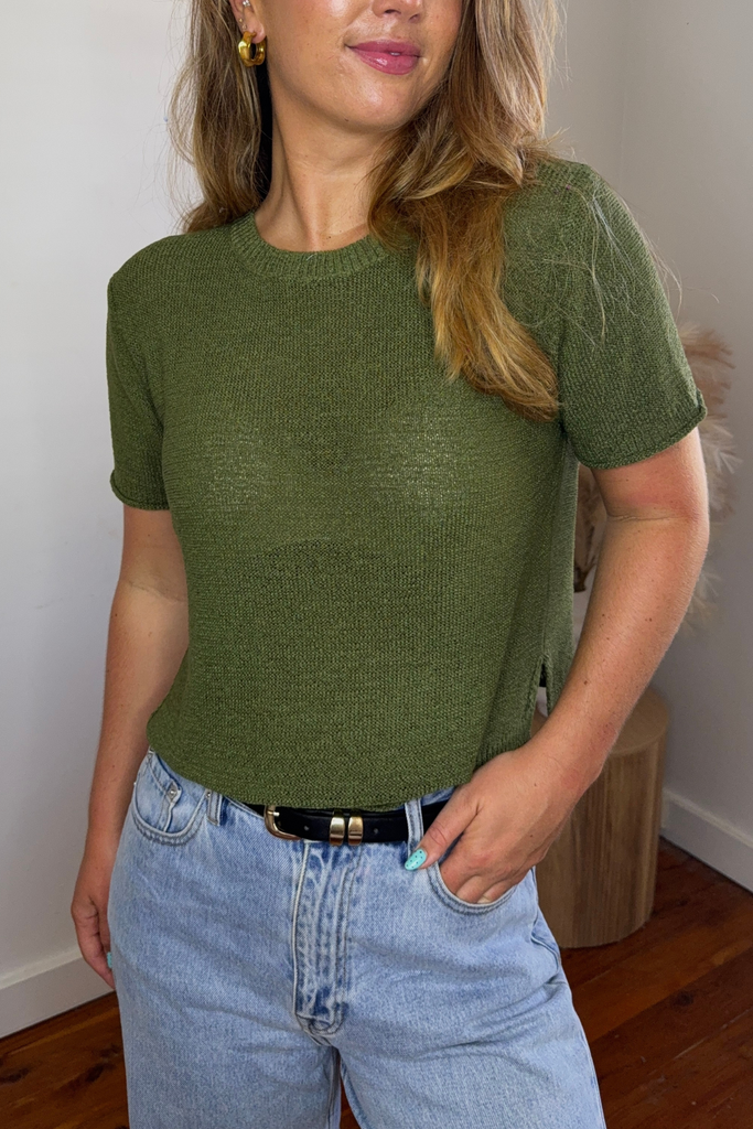 Audrey Green Knitted T-Shirt