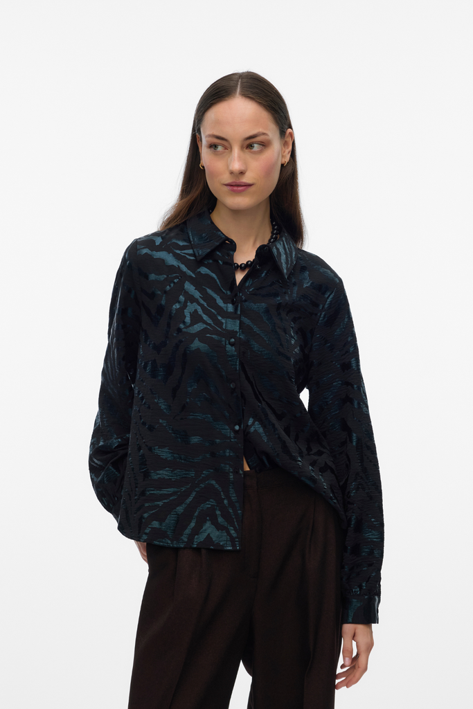 Carla Zebra Foil Black Shirt