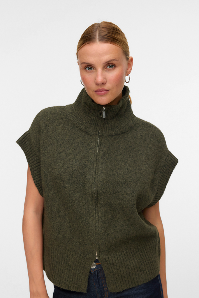 Bang Green Zipper Vest Knit