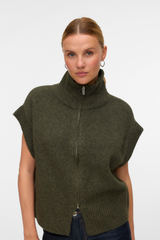 Bang Green Zipper Vest Knit