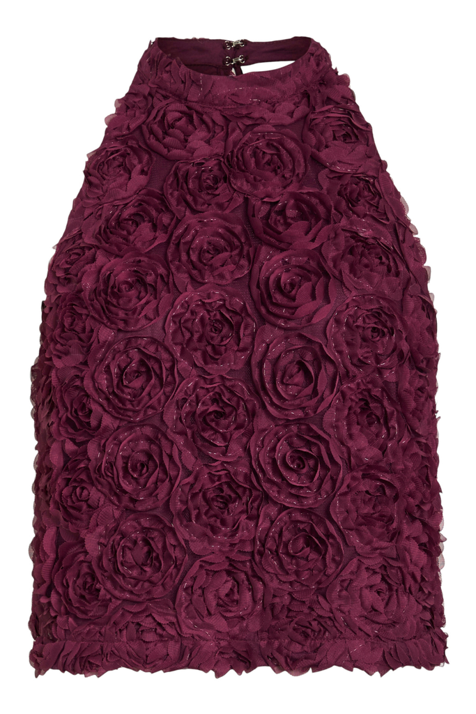 Sophia Wine Floral Halter Neck Top