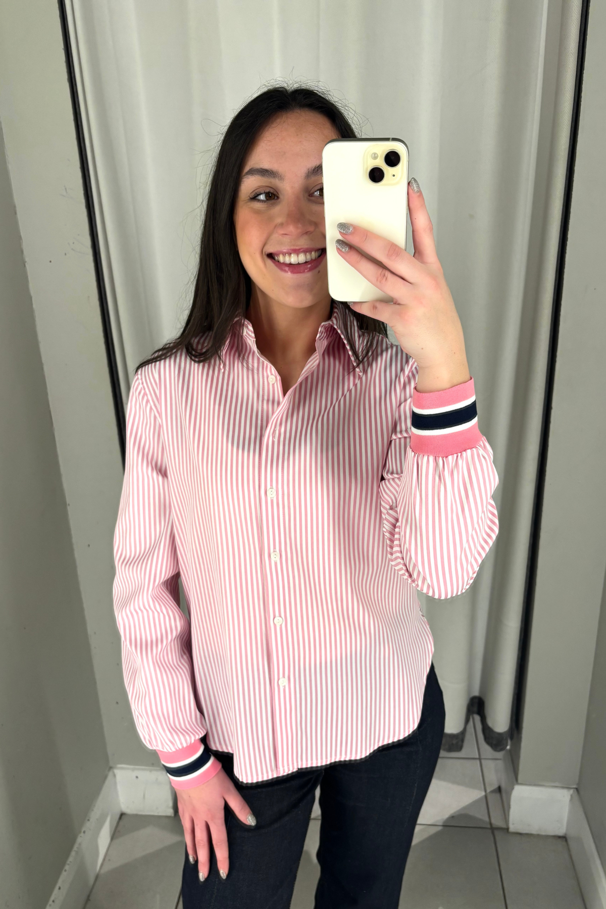 Leae Pink Striped Shirt
