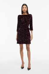 Faith Wine Sequins Short Dress
