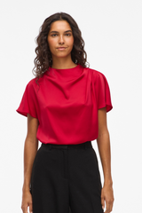 Elmina Funnel Neck Red Top