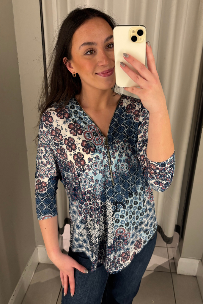 Chelsea Blue Patchwork Top