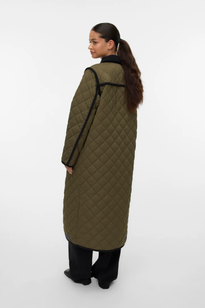 Emily Long Green Quilted Coat