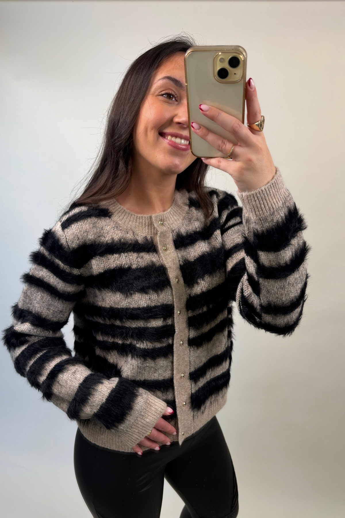 Alda Black & Beige Cardigan