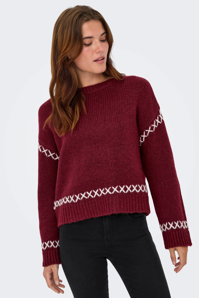Amanda Wine Detailed Knit