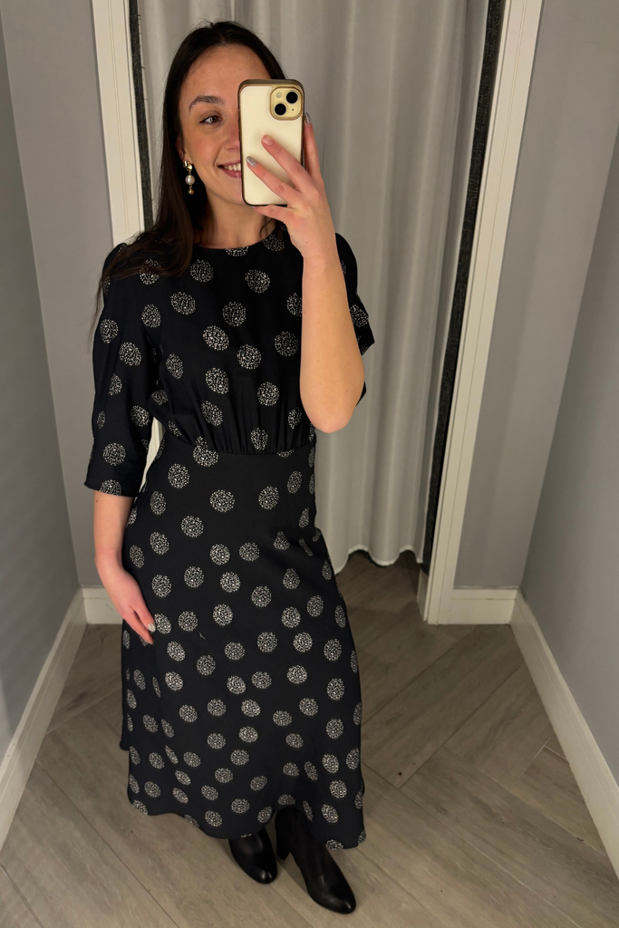 Cas Black and White Midi Dress